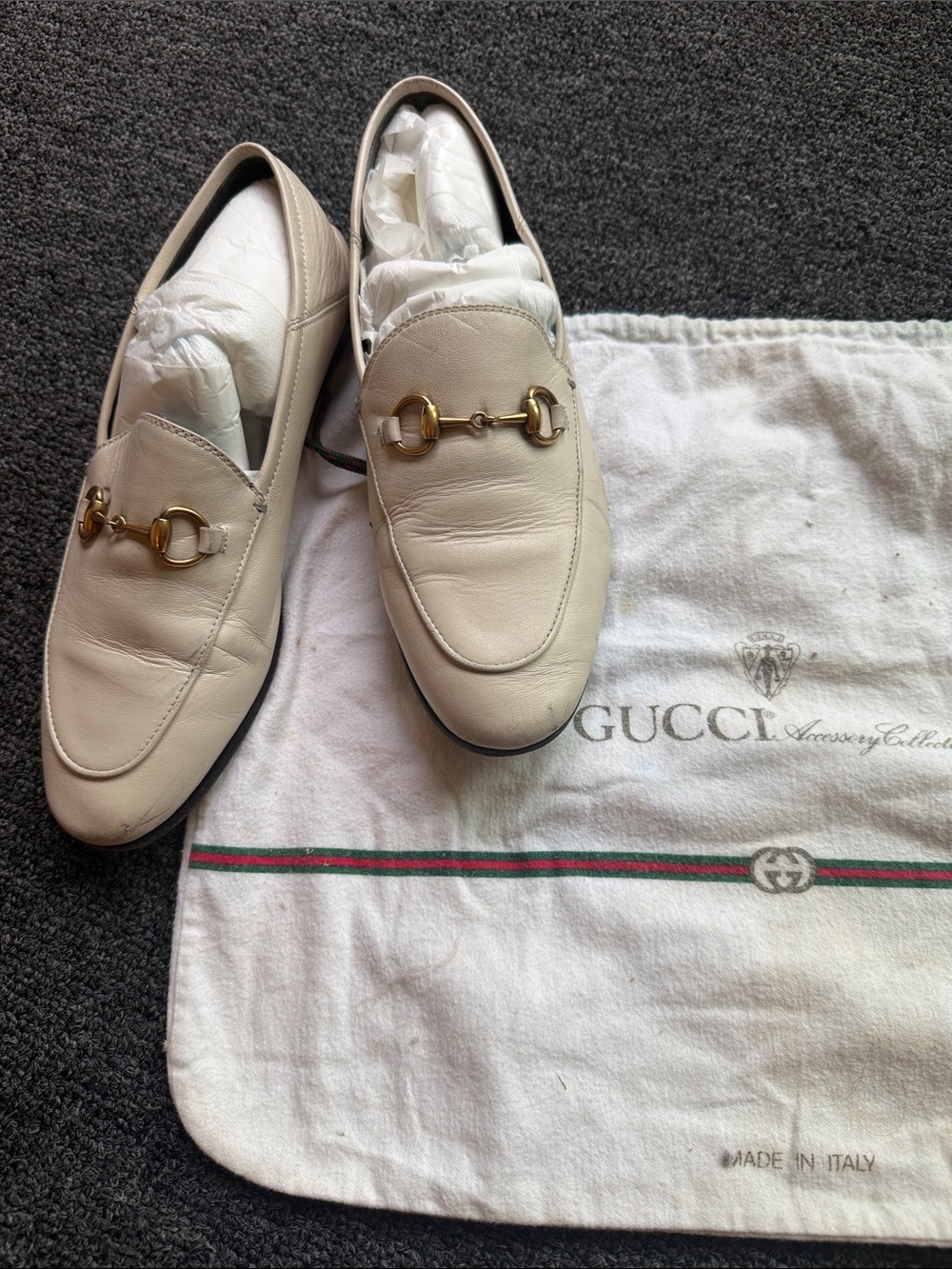 Gucci Cream Leather Women’s Horsebit Loafers